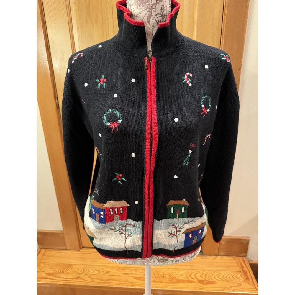 Women's Vintage Tabi Christmas Sweater. Full Zip. Size Medium. EUC